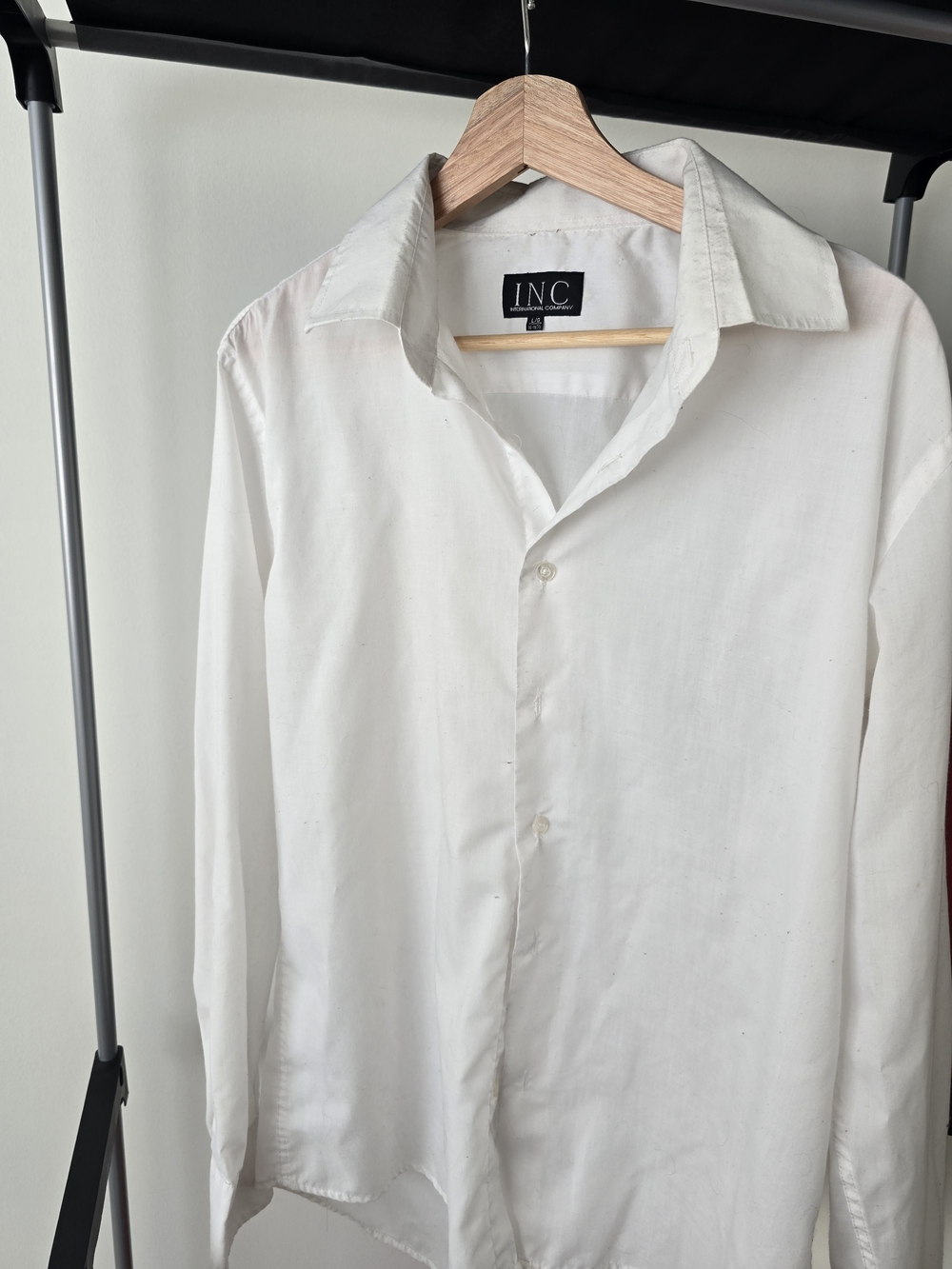 INC International Concepts White Men's Dress Shirt - Classic Button Front